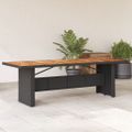 vidaXL Záhradný stôl s akáciovou doskou čierny 240x90x75 cm polyratan