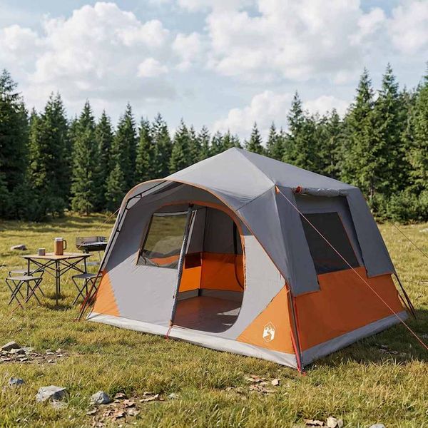 vidaXL Okamžitý stan so strechou Šedá a oranžová 365 x 380 x 200 cm