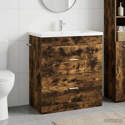 vidaXL Skriňa pod umývadlo do kúpeľne Dymový dub 78,5 x 37,5 x 81 cm