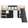 vidaXL Detská vyvýšená posteľ závesy bielo-čierna 90x190 cm borovica