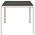 vidaXL Záhradný stôl so sklenenou doskou biely 150x90x75 cm polyratan