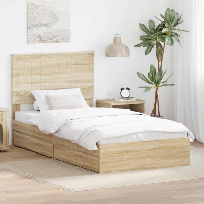 vidaXL Úložná posteľ Sonoma dub 100 x 200 cm Kompozitné drevo