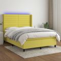 vidaXL Posteľ boxsping s matracom a LED zelená 140x190 cm látka