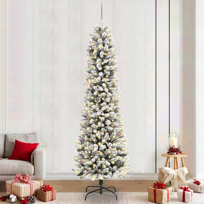 vidaXL Umelý vianočný stromček Biela 240 cm PVC, kov a plast