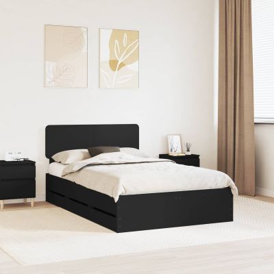 vidaXL Rám postele so zásuvkou Čierny 120 x 200 cm Konštruované drevo