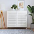vidaXL Lamelové dvierka na skrinku 2 ks, biele 99,3x59,4 cm, borovica