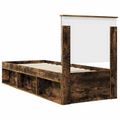vidaXL Rám postele Dymová dub 75 x 190 cm Masívne borovicové drevo
