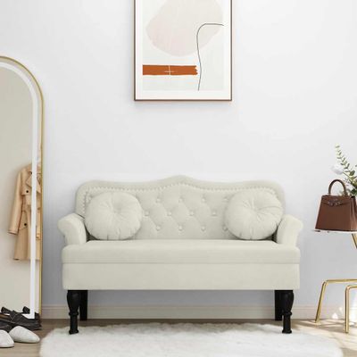 vidaXL Lavica s vankúšmi krémová 120,5x65x75 cm zamat