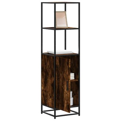 vidaXL Vysoká skrinka dymový dub 35,5x35x139 cm kompozitné drevo+kov