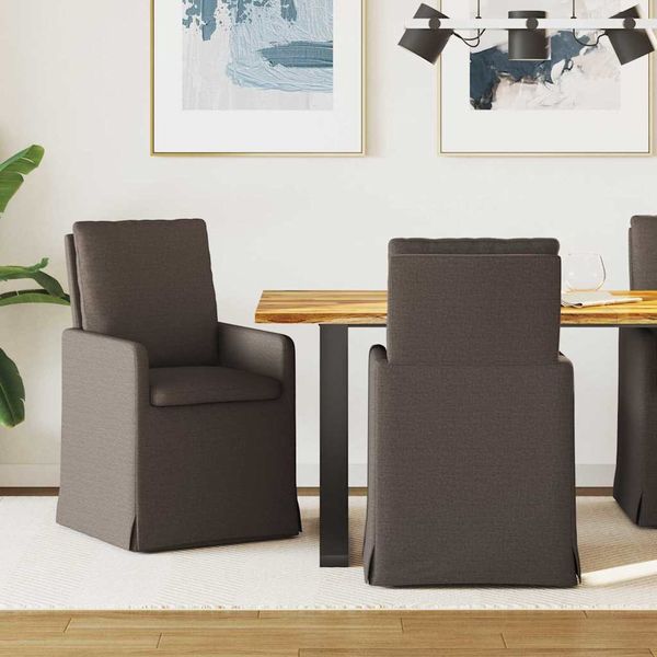 vidaXL Jedálenské stoličky 2 pcs Tmavo šedá 57 x 67 x 98 cm Ľan