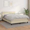 vidaXL Boxspring posteľ s matracom krémová 140x190 cm umelá koža