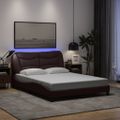 vidaXL Rám postele s LED bez matraca Hvar tmavohnedý 140x190 cm látka
