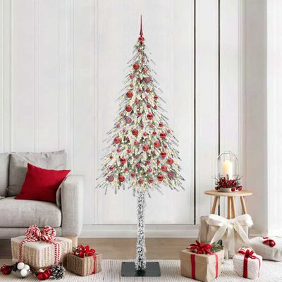 vidaXL Vianočný stromček s 300 LED-i Biela 210 cm PE a oceľ