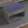 vidaXL Konferenčný stolík s nekonečnými LED betónovosivý 70x50x50 cm