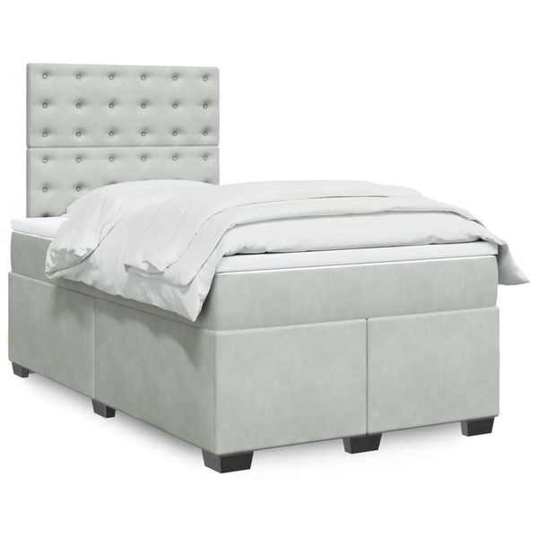vidaXL Boxspring posteľ s matracom bledosivá 120x190 cm zamat