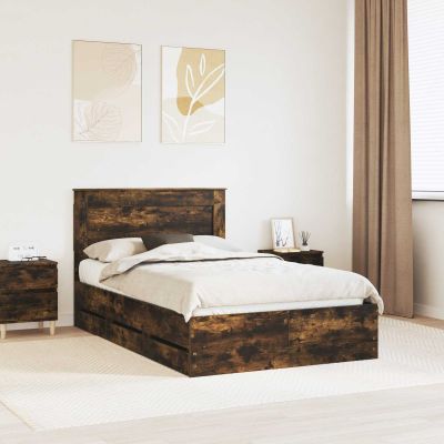 vidaXL Rám postele Dymová dub 135 x 190 cm Inžinierske drevo