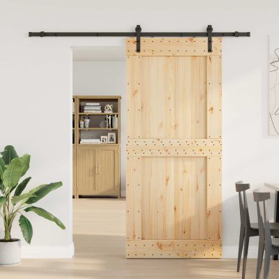 vidaXL Posuvné dvere NARVIK Prírodná a čierna 100 x 210 cm (213,5 cm)