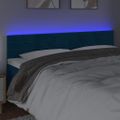 vidaXL Čelo postele s LED tmavomodré 160x5x78/88 cm zamat