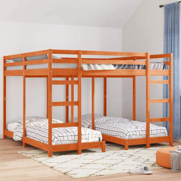 vidaXL Trojposchodový rám postele Včelí hnedý 200 x 200 cm