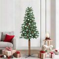 vidaXL Úzky vianočný stromček s 300 LED-i so stojanom Zelená 210 cm