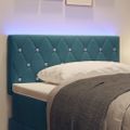 vidaXL LED hlavová doska s LED pásikmi Tmavomodrá 100 cm Zamat