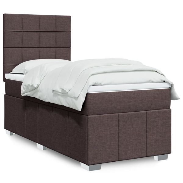vidaXL Posteľný rám boxsping s matracom hnedý 80x200 cm látka