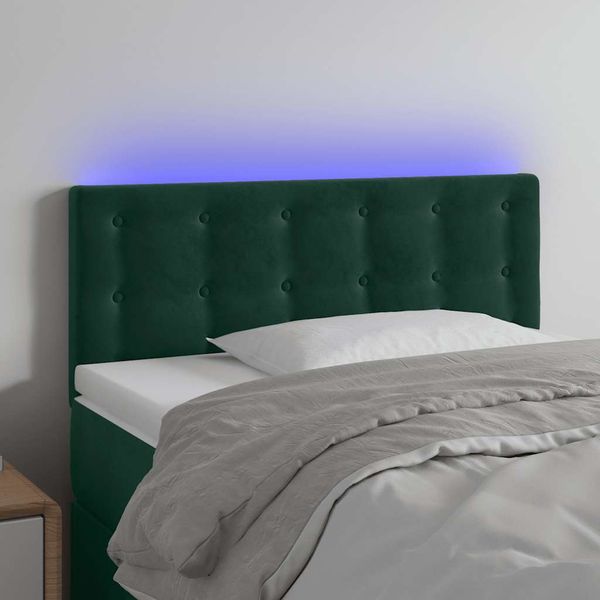 vidaXL Čelo postele s LED tmavozelené 80x5x78/88 cm zamat