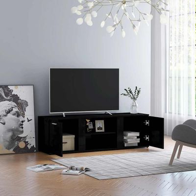vidaXL TV skrinka, lesklá čierna 120x34x37 cm, drevotrieska