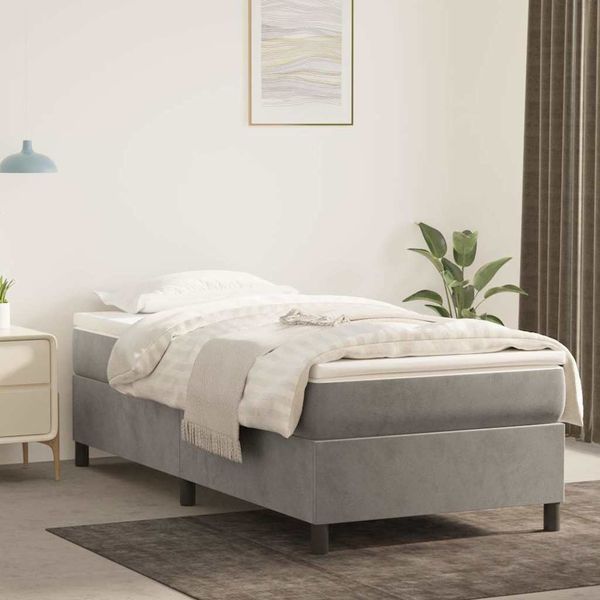 vidaXL Posteľný rám boxsping s matracom bledosivý 90x190 cm zamat