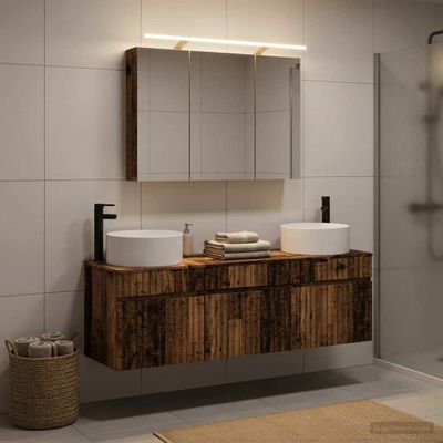 vidaXL Set kabinetov do kúpeľne 4 pcs Staré drevo 100 x 14,5 x 70 cm