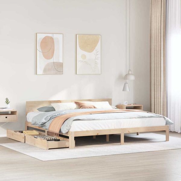 vidaXL Posteľný rám so zásuvkami 200x200 cm borovicový masív