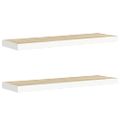 vidaXL Plávajúce nástenné police 2 ks dub a biele 90x23,5x3,8 cm MDF
