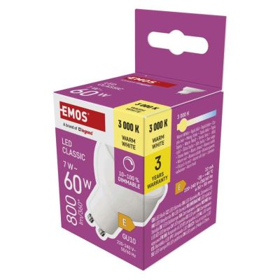 LED žiarovka Classic MR16 / GU10 / 7 W (60 W) / 800 lm / teplá biela / stmievateľné