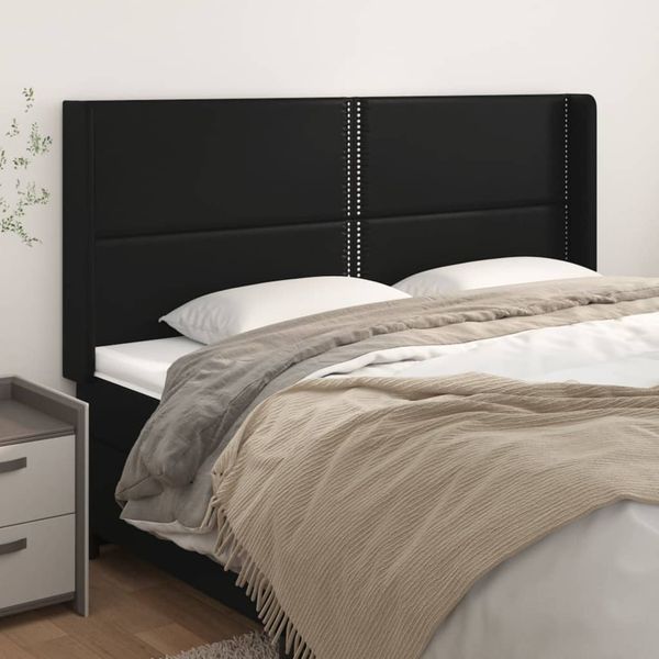 vidaXL Čelo postele so záhybmi čierne 203x16x118/128 cm umelá koža