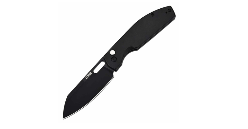 CJRB J1929B-BST Ekko Steel Black vreckový nôž 8,2 cm, Buttonlock, celooceľový, celočierny