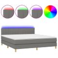 vidaXL Posteľ boxsping s matracom a LED tmavosivá 160x200 cm látka