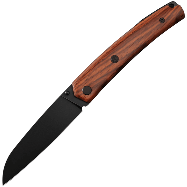 Petrified Fish PF719COWODW Patte V6 vreckový nôž 8,7 cm, Black PVD Stonewash, drevo Cocobolo