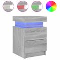 vidaXL Nočné stolíky s LED svetlami 2 ks sivé sonoma 35x39x55 cm
