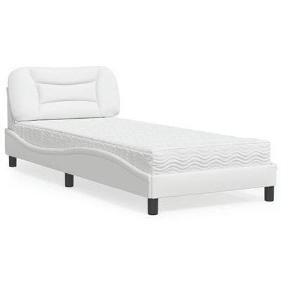 vidaXL Posteľ s matracom Hvar biela 90x200 cm umelá koža
