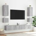 vidaXL TV nástenná skrinka s LED svetlami sivá sonoma 100x35x31 cm