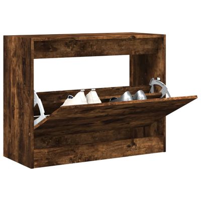 vidaXL Botník dymový dub 80x34x63 cm spracované drevo