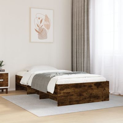 vidaXL Posteľný rám bez matraca dymový dub 90x190 cm kompozitné drevo