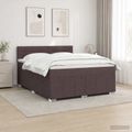 vidaXL LED boxspring posteľ s matracom Tmavohnedá 140 x 200 cm Látka