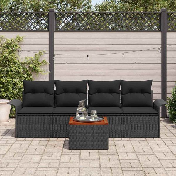 vidaXL Súprava záhradných pohoviek s úložiskom 5 pcs Čierna polyratan