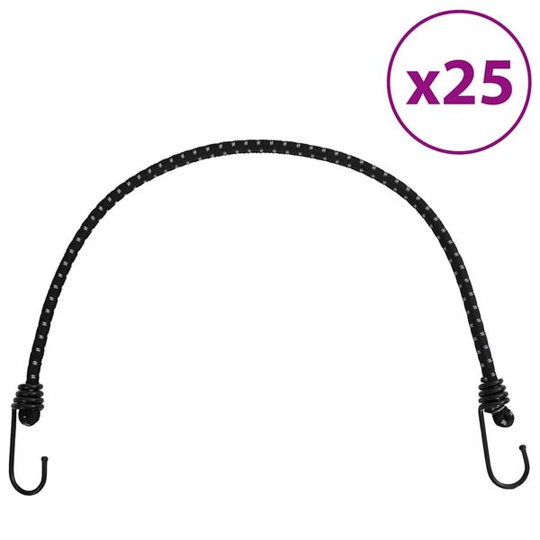 vidaXL Bungee šnúry s reflexnými pásikmi a háčikmi 25 ks 59 cm
