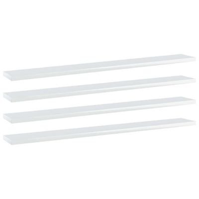 vidaXL Prídavné police 4 ks, lesklé biele 80x10x1,5 cm, drevotrieska