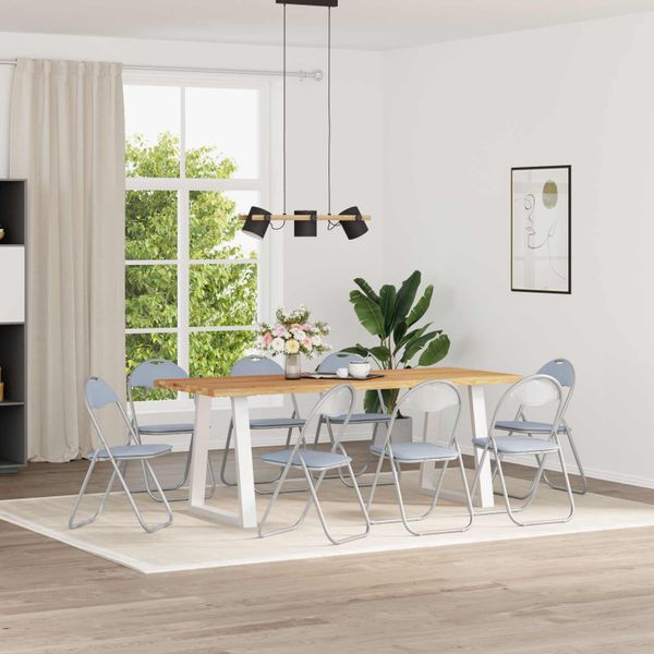 vidaXL Skladacia stolička 8 pcs Biely 48 x 43,5 x 81 cm Umelá koža
