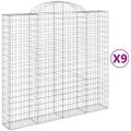 vidaXL Oblúkové gabiónové koše 9ks 200x50x180/200cm pozinkované železo