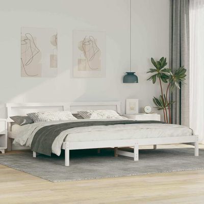 vidaXL Rám postele Biela 200 x 200 cm Masívne borovicové drevo