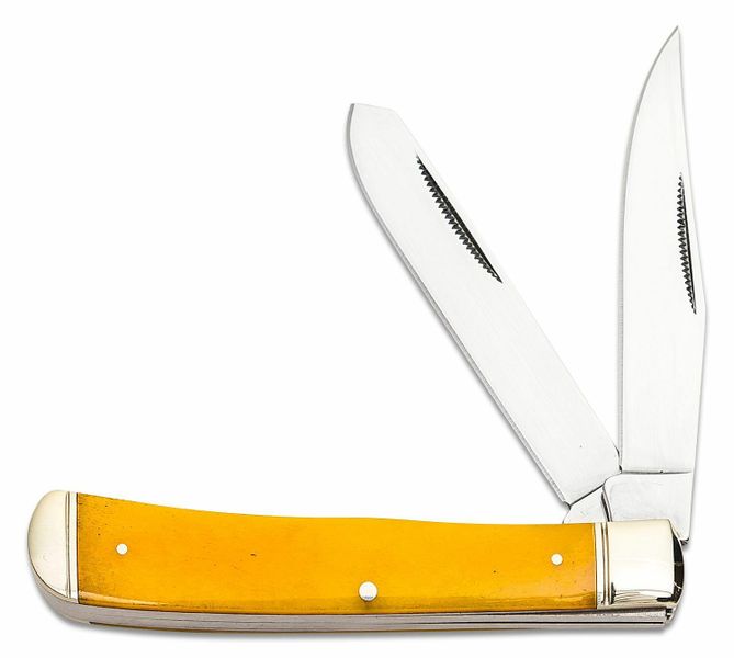 Cold Steel FL-TRPR-Y TRAPPER YELLOW vreckový nôž s 2 čepeľami 8,4 cm, žltá, kosť